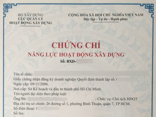 Chứng chỉ năng lực hoạt động xây dựng cho doanh nghiệp tại Khánh Hòa